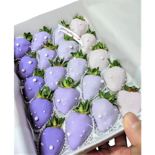 20pcs Ombre Purple Chocolate Strawberries Gift Box (Custom Wording)